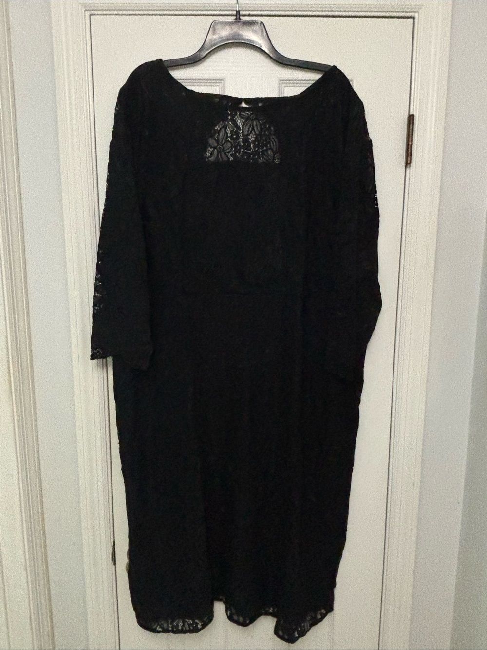 LOFT Black Lace Sheath Dress Size 22 3/4 Sleeve Keyhole Back NWT - Picture 6 of 8